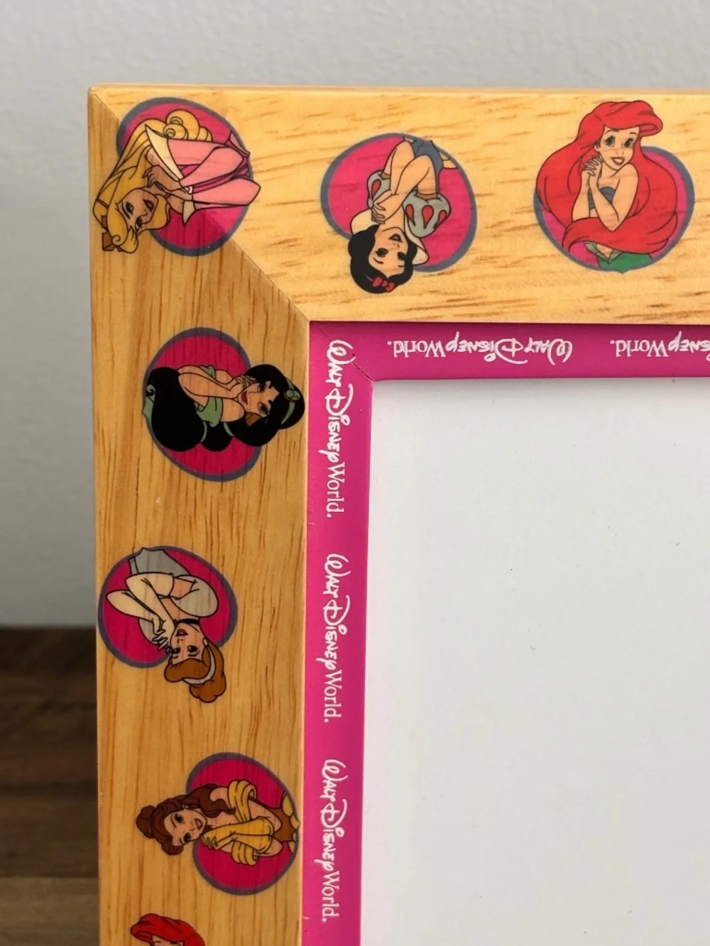 Walt Disney World Wooden 5x7 Princess Pattern Photo Picture Frame Ariel Belle
